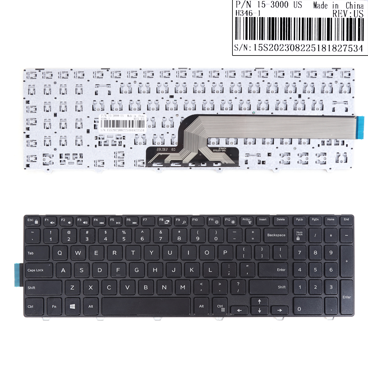 Picture of New Replacement Laptop Keyboard For Dell Inspiron 15-5000 Series 5547 5521 5542 BLACK FRAME BLACK (withou foil Win8 OEM) US Layout